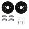 Dynamic Friction Co 8512-76187, Rotors-Drilled and Slotted-Black w/ 5000 Advanced Brake Pads incl. Hardware, Zinc Coated 8512-76187